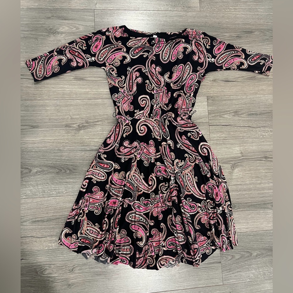 Charter Club Black and Pink Paisley Dress
